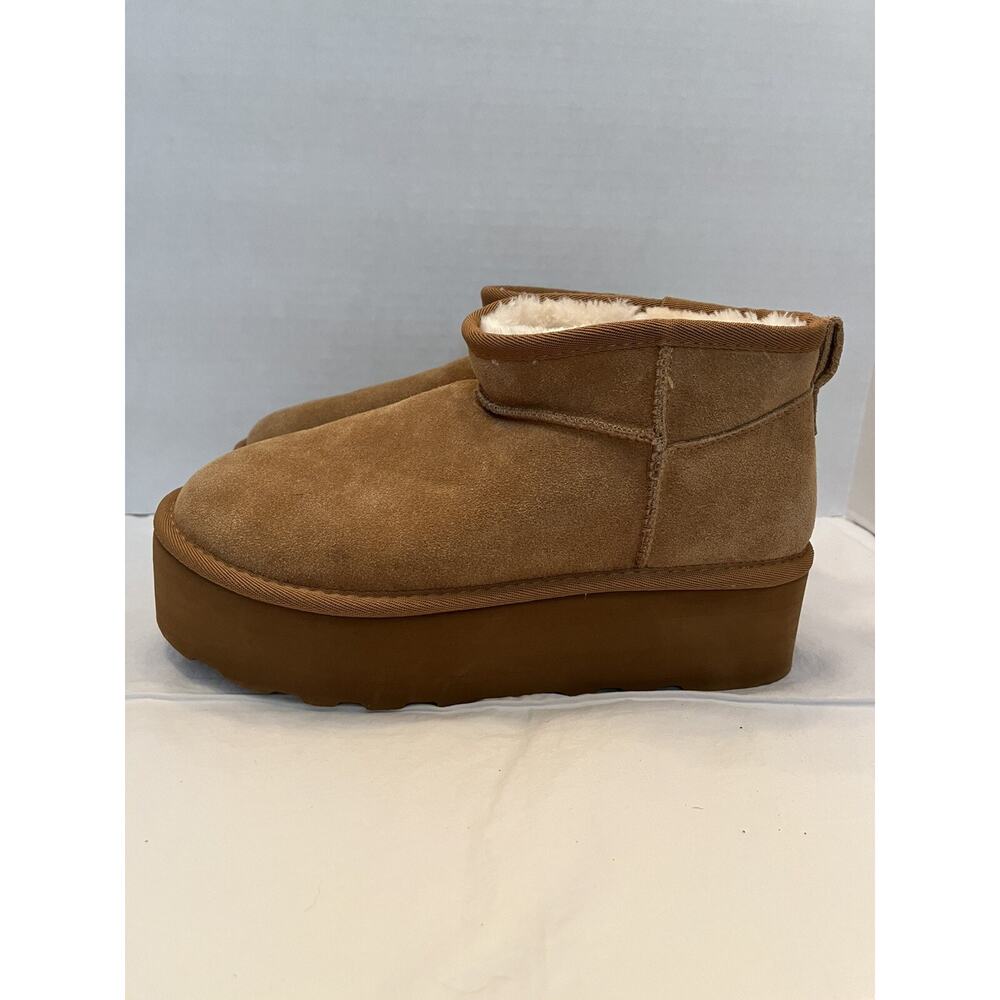 Cushionaire Women's Cozy Classic Platform Tan Chestnut Ankle Boots Size 9